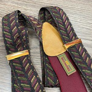 Black Olive & Maroon Check Suspenders